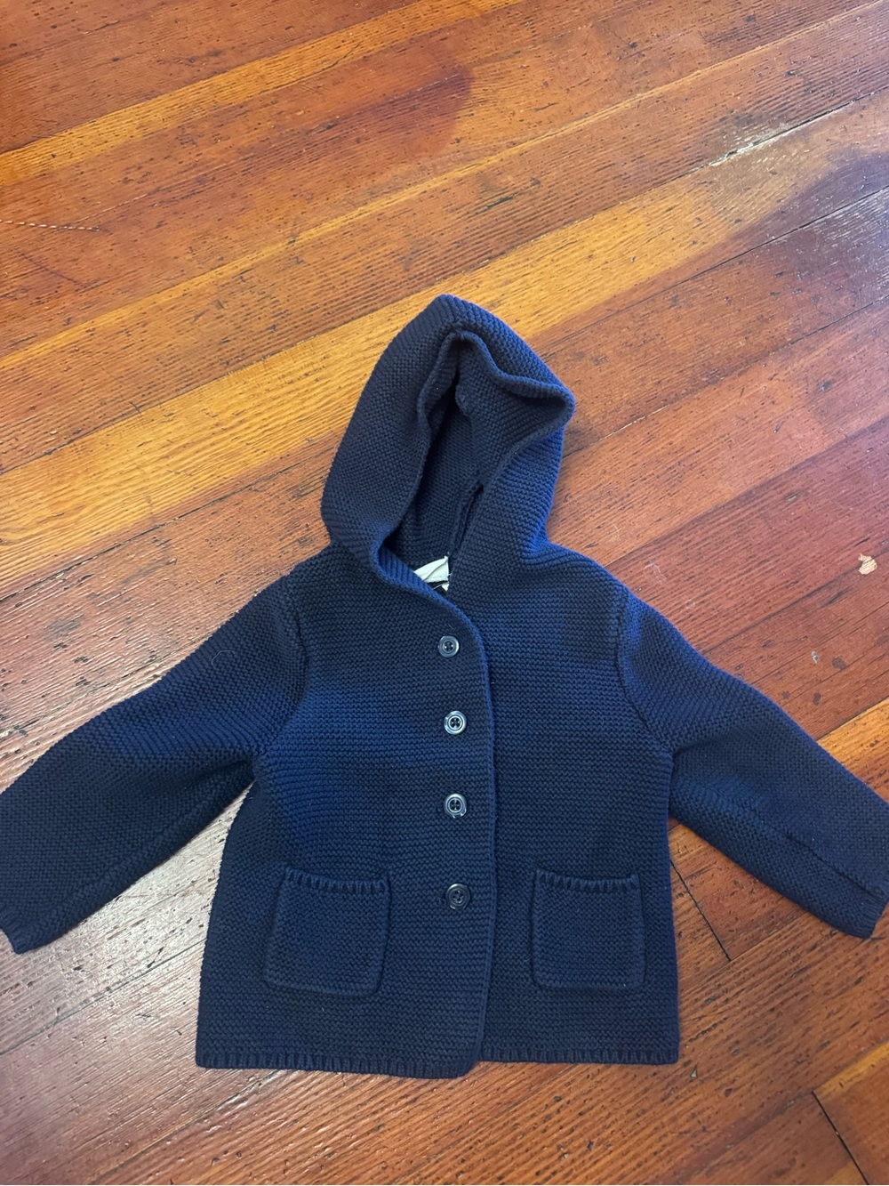Infant GAL Bear Ears Hood Knit Sweater Jacket - Navy